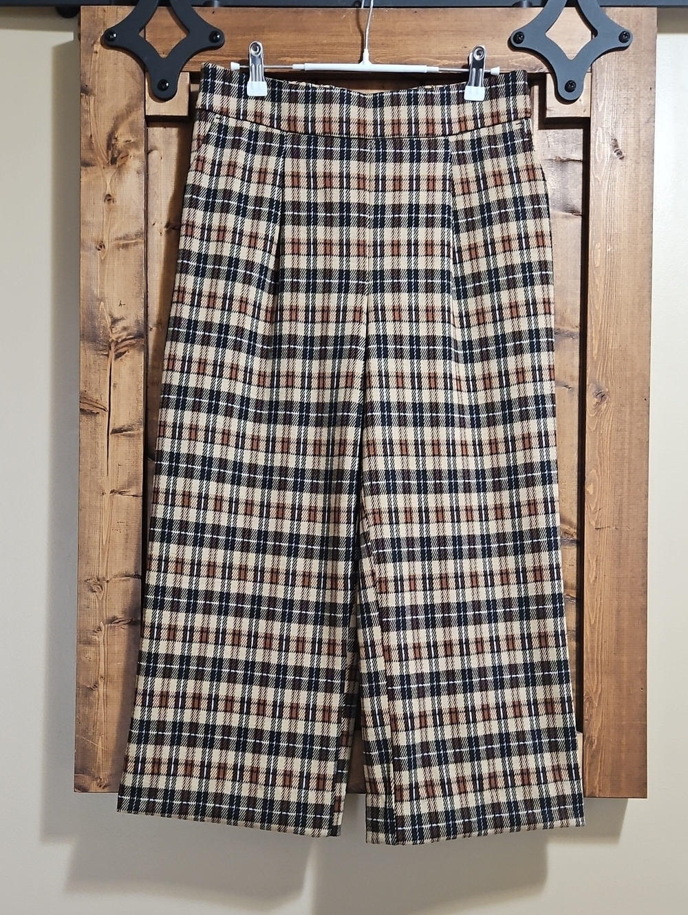 Jules & Leopold Tartan Plaid Cropped Wide-Leg Pants S